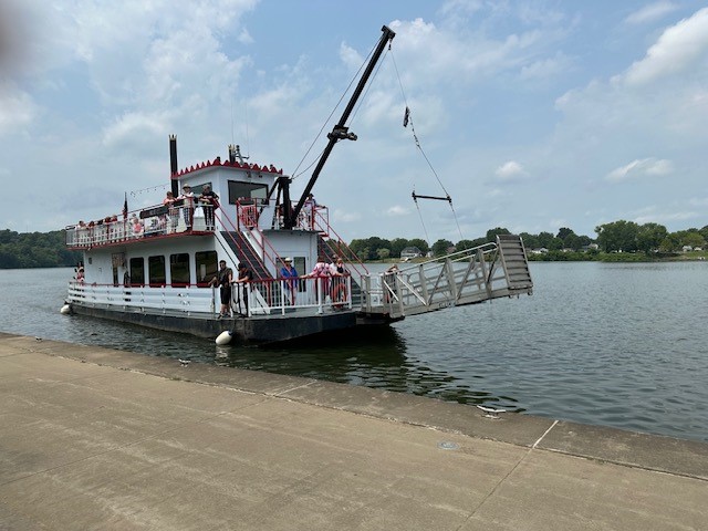 A riverboat took guests to the island for the mansion tour.