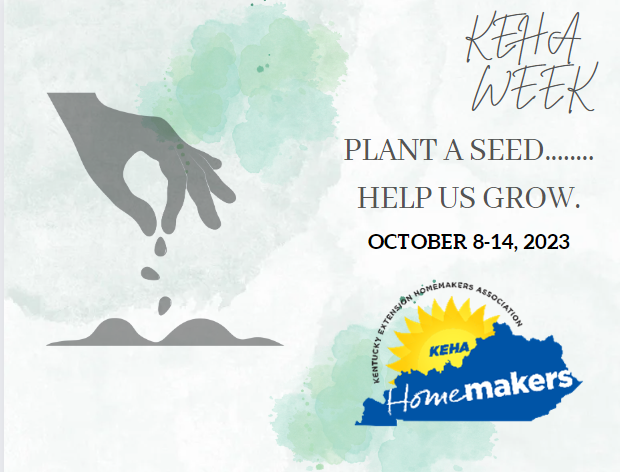 KEHA Week Plant a Seet... Help Us grow October 8-14, 20203 with image of hand planting seeds