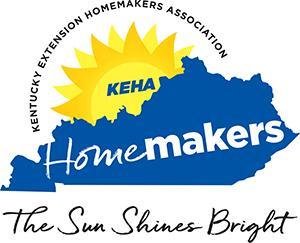 The Sun Shines Bright Logo(blue kentucky with "Homemakers" written inside, with sun behind with "KEHA" inside)